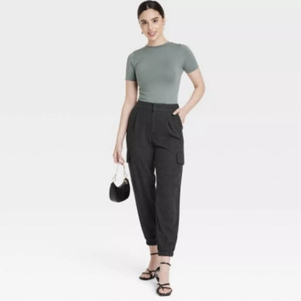 Women's High-Rise Ankle Cargo Jogger Pants - A New Day™, New, Charcoal, Size 6

