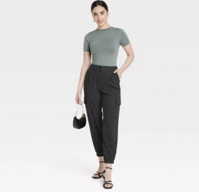 Women's High-Rise Ankle Cargo Jogger Pants - A New Day™, New, Charcoal, Size 6

