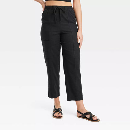 Women's High-Rise Pull-On Tapered Pants - Universal Thread™, New - Black, Size S

