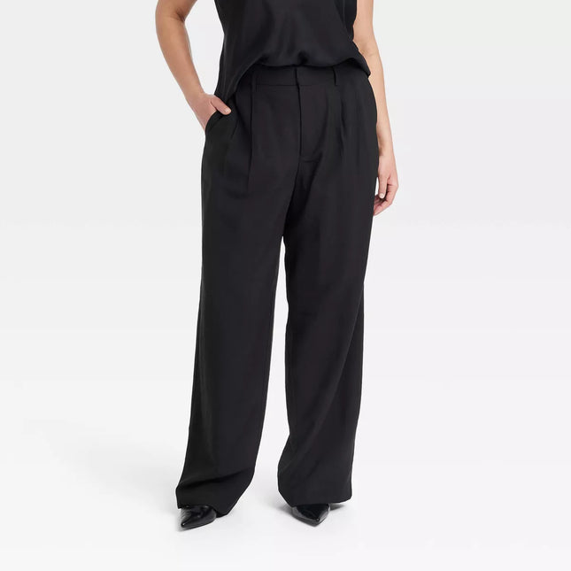 Women's High-Rise Straight Trousers - A New Day™, New - Black, Size 18


