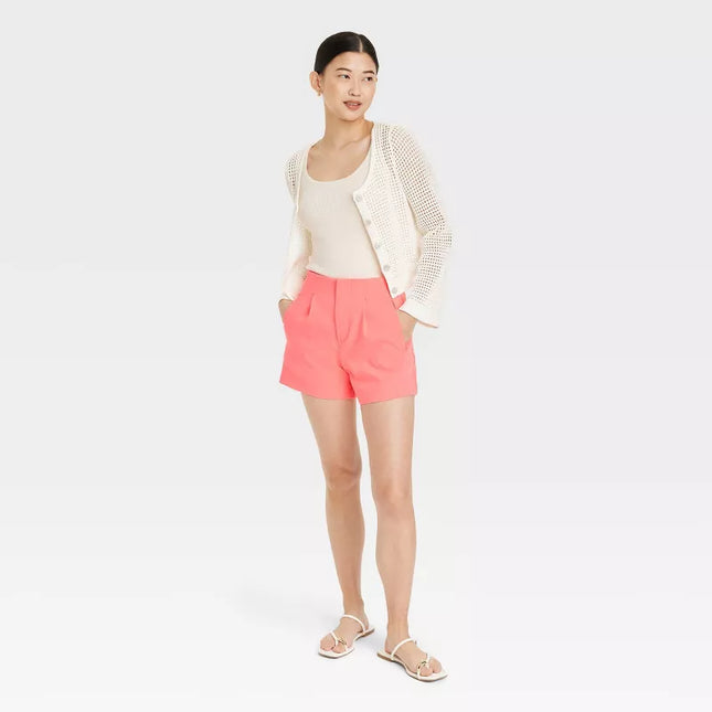 Women's High-Rise Tailored Shorts - A New Day, New, Pink, Size 8


