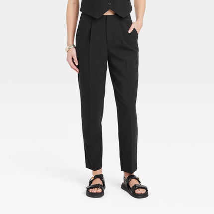 Women's High-Rise Tailored Trousers - A New Day™, New - Black- Size 8