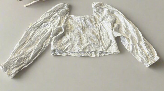 Women's Long Sleeve Smocked Blouse - A New Day™, New - White, Size XL

