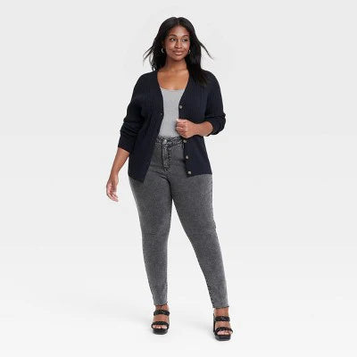 Women's Mid-Rise Skinny Jeans - Ava & Viv, New, Charcoal Gray, Sizes 16, 22, 26

