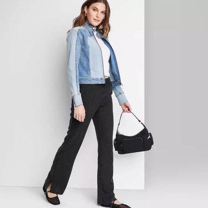Women's Mid-Rise Wide Leg Relaxed Linen Pants - Wild Fable™, New - Black, Size XL

