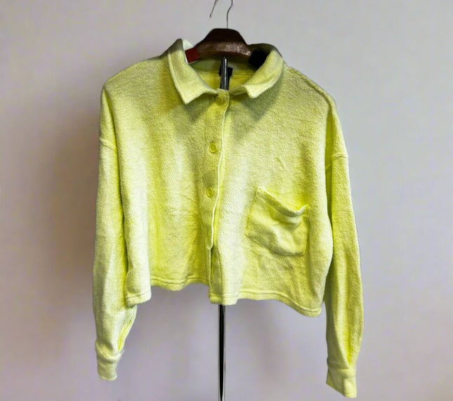 Women's Neon Green Cropped Fleece Sweater - Wild Fable, New

