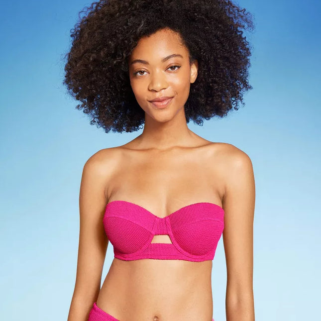 Women's Pucker Textured Light Lift Bandeau Bikini Top - Shade & Shore™, New, Size 36D