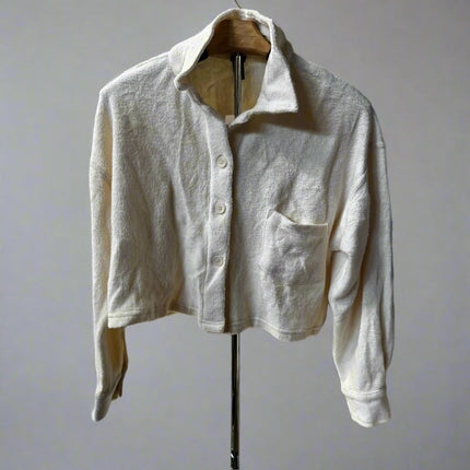 Women's White Fleece Cropped Sweater - Wild Fable, New - Sizes XXS, XL

