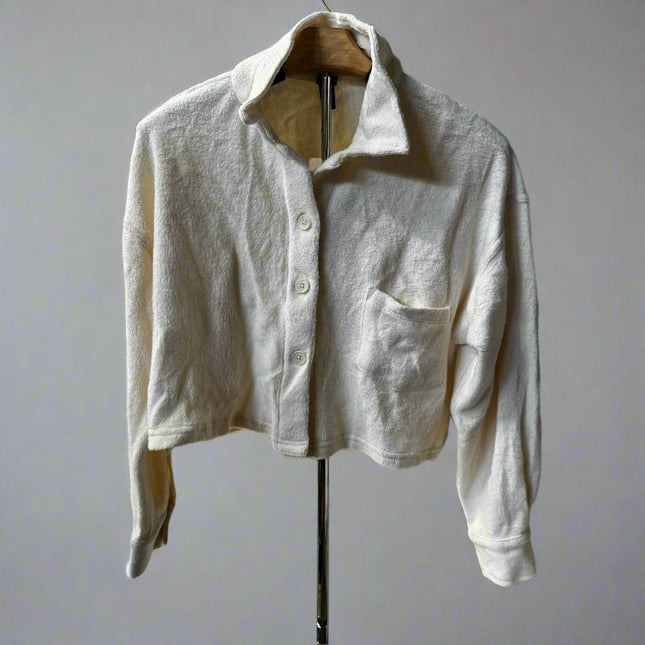 Women's White Fleece Cropped Sweater - Wild Fable, New - Sizes XXS, XL

