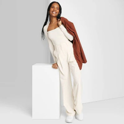 Women's Wide Leg Trousers - Wild Fable™, New - Off-White, Size 12

