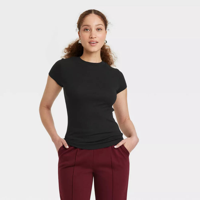 Women's black short sleeve ribbed bundle t-shirt by A New Day