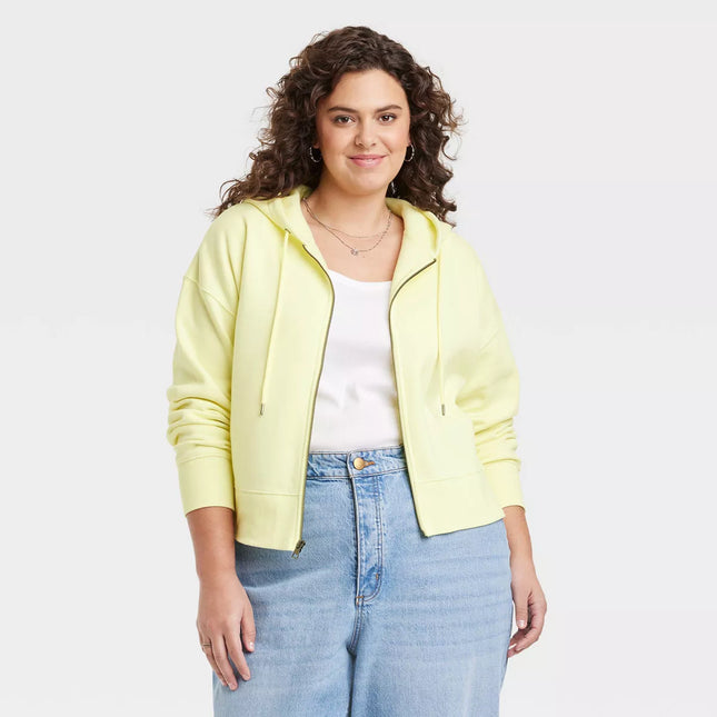 Women's yellow cropped full zip hoodie sweatshirt by Universal Thread™