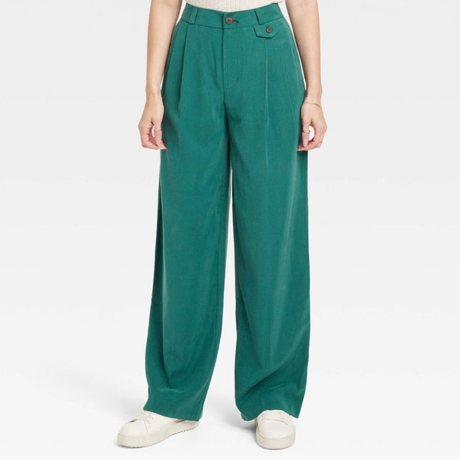 A New Day Women’s Green Wide-Leg Pants, New with Tags, Size 2