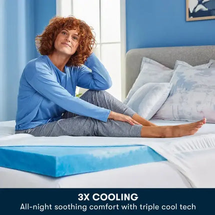 Serta Soothing Cool 3-Inch Gel Memory Foam Mattress Topper - Full, Blue, Open Box with Imperfection