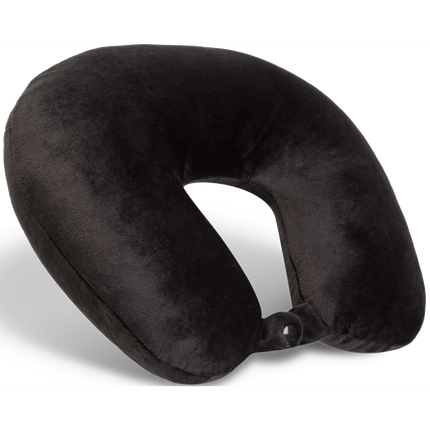 Protege Memory Foam Neck Pillow, 100% Polyester Fleece Knit, Black