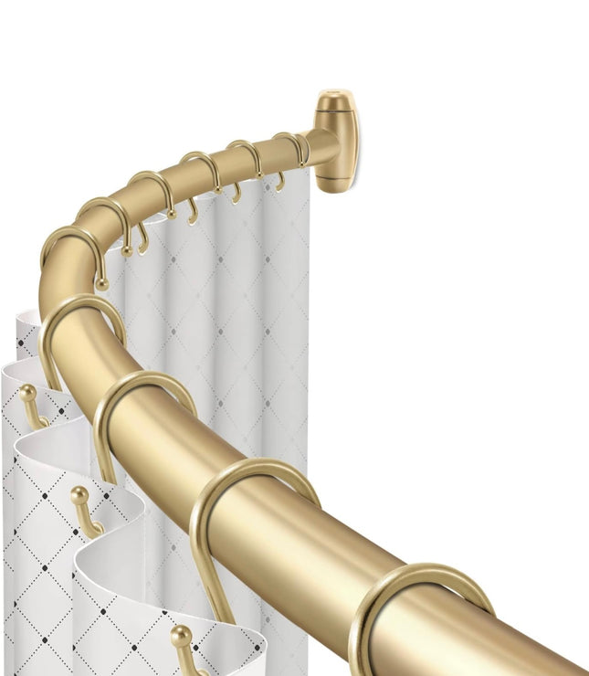 Adjustable Gold Shower Curtain Rod, designed to fit spaces from 48 to 72 inches, Open Box