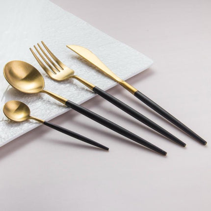 Altin 6 Piece Flatware Set - Black and Gold - Tea + Linen