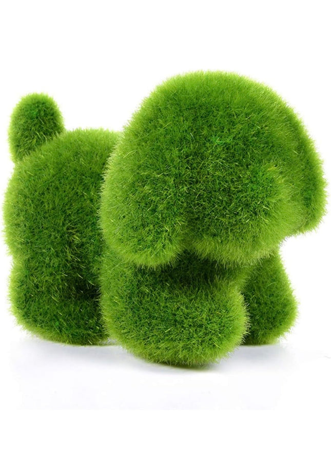 Artificial moss covered dog statue, decorative faux moss puppy for garden and home decor”