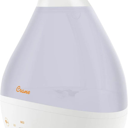 Crane Ultrasonic Humidifier, 1 gallon, 4-in-1 cool mist humidifier, white, for large rooms and offices”
