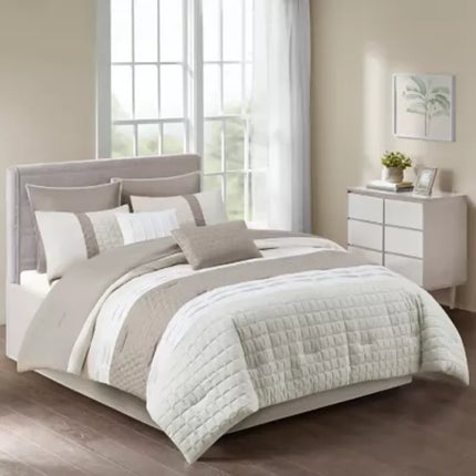 510 Design Irvine 8-Piece Comforter Set with Throw Pillows, Queen Size - New Open Box, Original Packaging