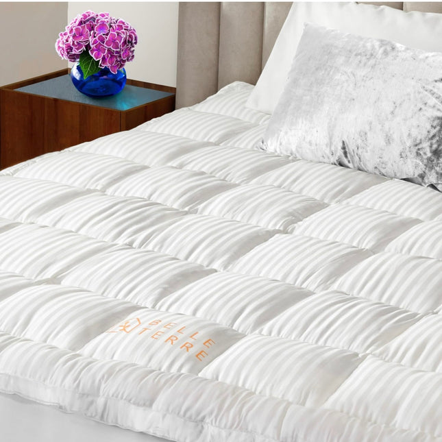 Belle Terre bamboo cooling mattress topper, king size, ultra-soft and thick, breathable, hypoallergenic”