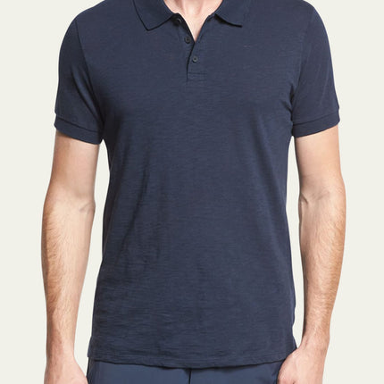 Vince Men's Short Sleeve Polo Shirt - 100% Cotton, Made in Peru, Navy, Size M (New Without Tags)