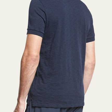 Vince Men's Short Sleeve Polo Shirt - 100% Cotton, Made in Peru, Navy, Size M (New Without Tags)