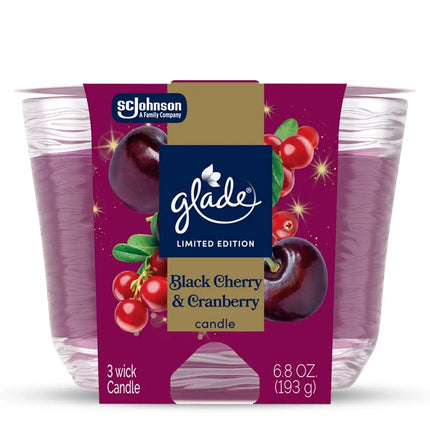 Glade 3 Wick Candle Black Cherry & Cranberry Limited Edition - 6.8 Oz