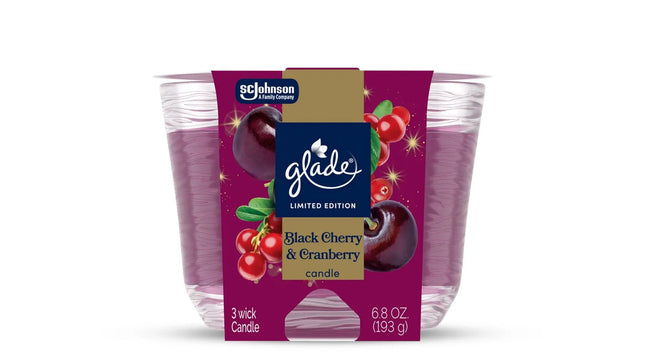 Glade 3 Wick Candle Black Cherry & Cranberry Limited Edition - 6.8 Oz