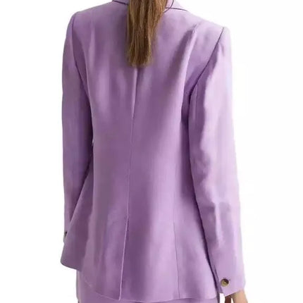 Reiss Hollie Lilac Purple Linen Blend Longline Double Breasted Blazer Jacket - New - Size 16