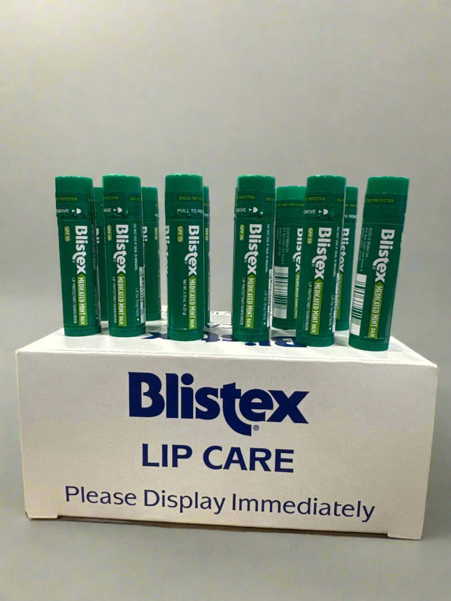 Blistex Medicated Mint Balm SPF 15, 12 pack for lip protection and moisture”