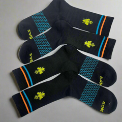 Bombas Men’s Size M Crew Donation Socks, black, 2-pack, new, honeycomb arch support, antimicrobial treatment”