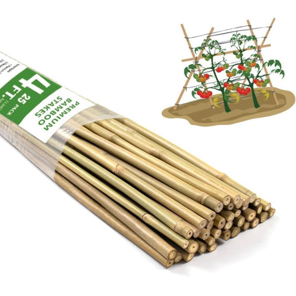  BOVITRO 4FT Bamboo Garden Stakes, 25 pack, natural plant support”