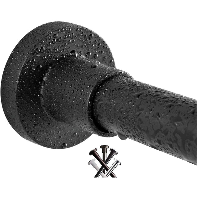 BRIOFOX Spring Tension Curtain Rod in Matte Black, 27-43 inches, rust-proof and non-slip, new open box”