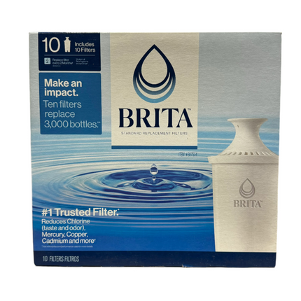 Brita Standard Replacement Filters 10-Pack, Reduces Chlorine, Mercury, Copper, Cadmium, and More”
