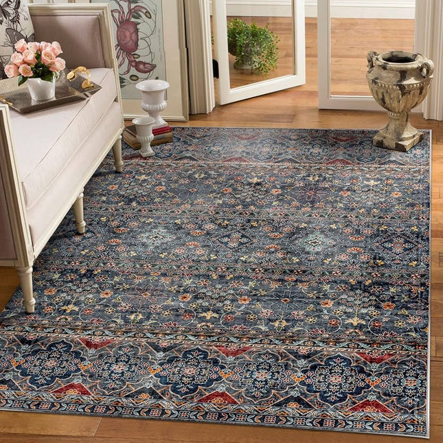 Camilla Collection Rug 3.5’x5.5’, navy, 100% polyester, open box, elegant home decor”