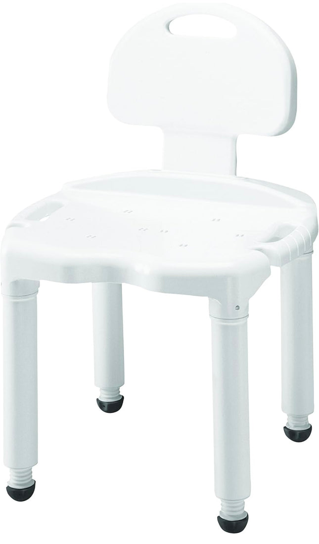 Carex shower chair with back, adjustable height, non-slip legs, supports up to 400lbs”