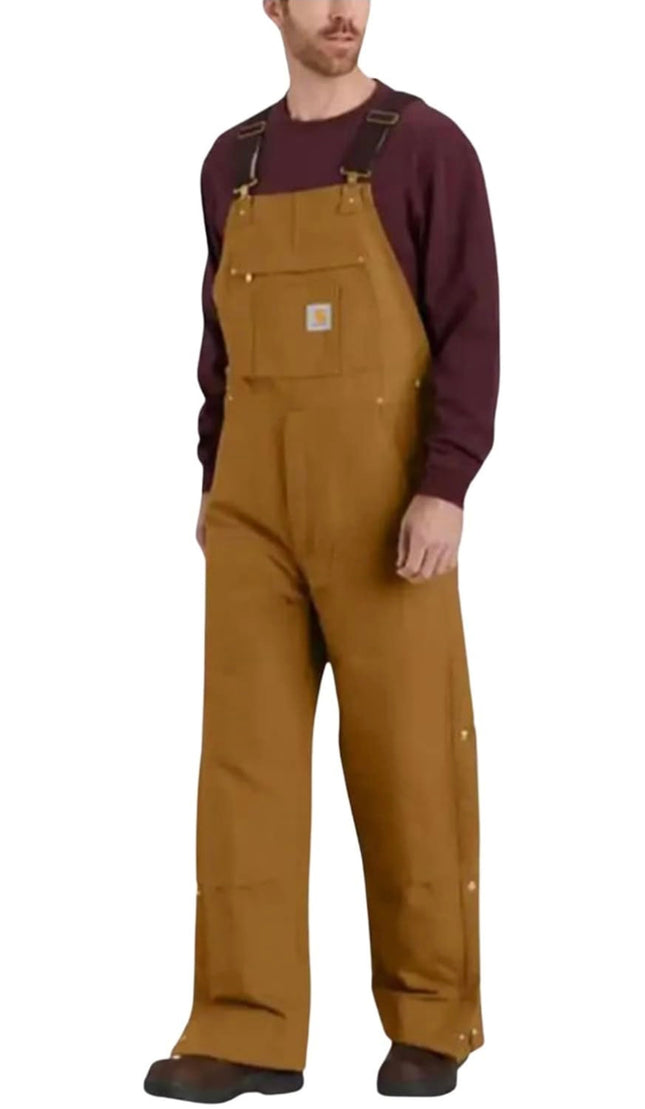 Carhartt Men’s Loose Fit Firm Duck Insulated Bib Overall in Carhartt Brown, size 56x30, durable and warm workwear”