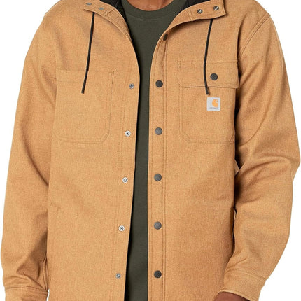 Carhartt Men’s Rain Defender Relaxed Fit Heavyweight Hooded Shirt Jacket, Oiled Walnut Heather, size S, new”