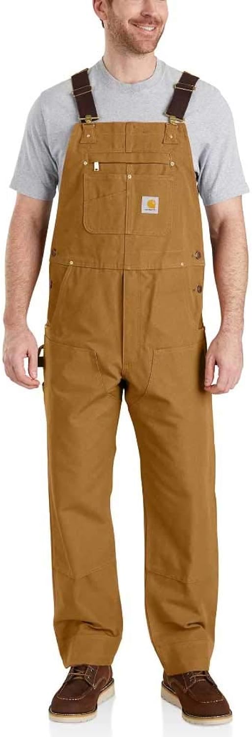 Carhartt Quilt-Lined Zip-to-Thigh Bib Overalls - Brown, Size 56x30, New