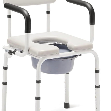 OasisSpace Heavy Duty Padded Drop Arm Commode, Open Box