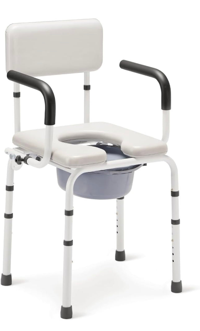 OasisSpace Heavy Duty Padded Drop Arm Commode, Open Box
