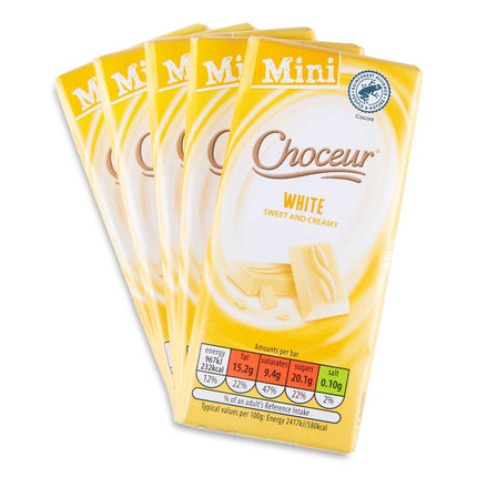 Choceur White Chocolate Mini Chocolate Bars 1.4 Oz Each 5 Pack Exp: 08/31/2026