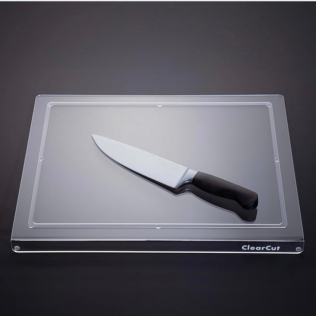 ClearCut Acrylic Cutting Board with Juice Groove and Non-Slip Counter Lip, 18 x 14 Inches”