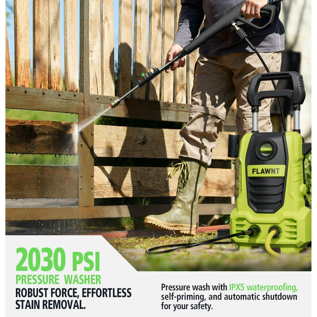 Electric Pressure Washer 2030 PSI with 26FT Hose & 4 Nozzles Green New