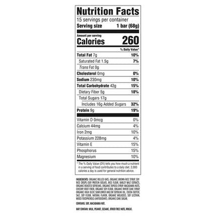 Clif Bar White Chocolate Macadamia Nut Energy Bar Value Pack, containing 15 individual 2.4 oz bars made with organic rolled oats (Mar 02, 2027)