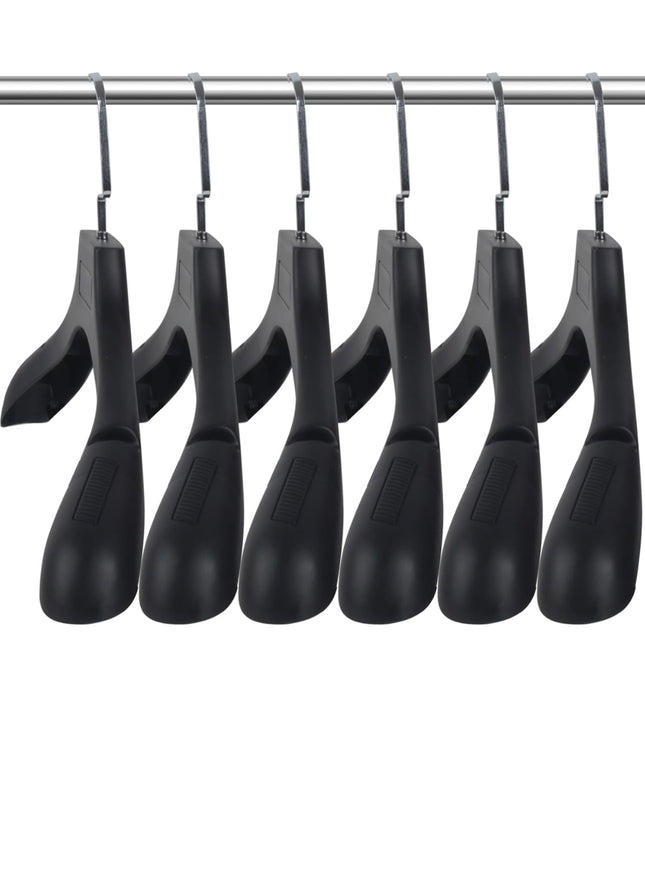 DEDU suit hangers for men, non-slip, no shoulder bumps, black, 10-pack, 360° swivel hook”