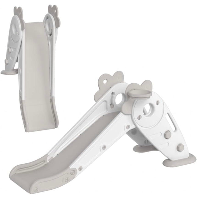 Dessnill Toddler Kids Slide with basketball hoop, white, indoor outdoor playset for children over 1 year old”