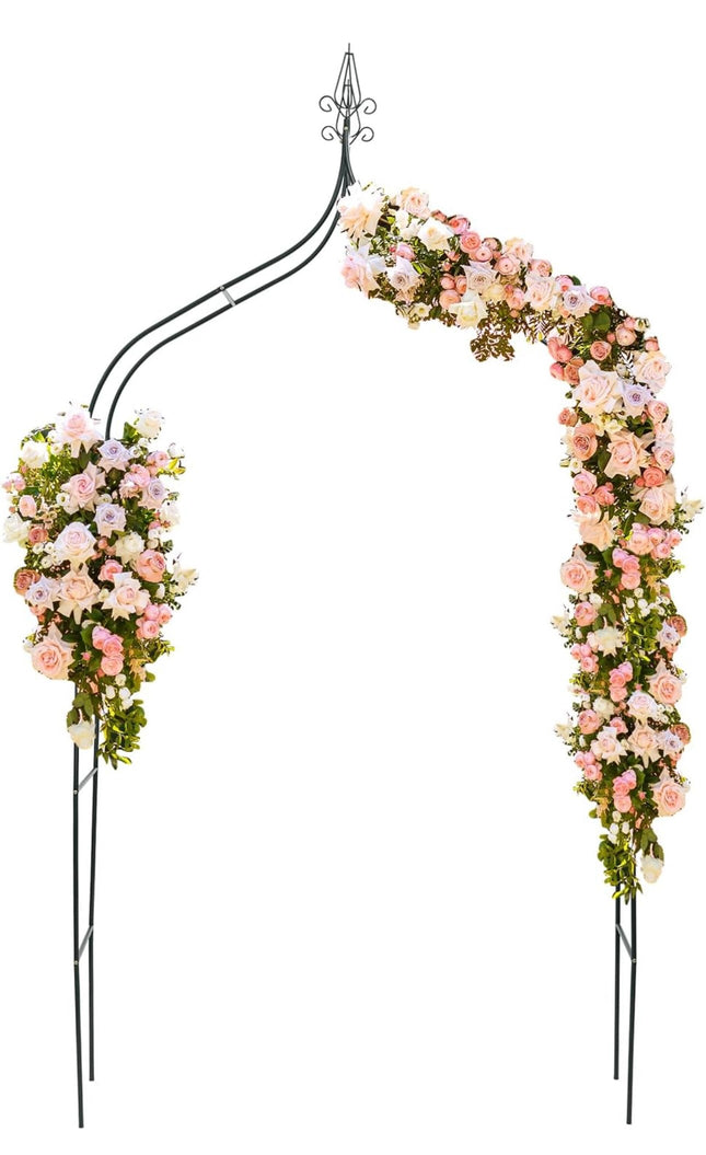 “DOEWORKS Wedding Arch Stand, dark green, 8’4 high x 4’7 wide, elegant metal frame for weddings and events”