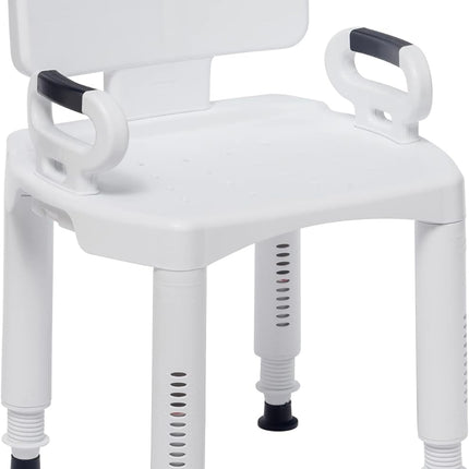 Drive Medical RTL12505 Handicap Bathroom Bench with Back and Arms - New Open Box